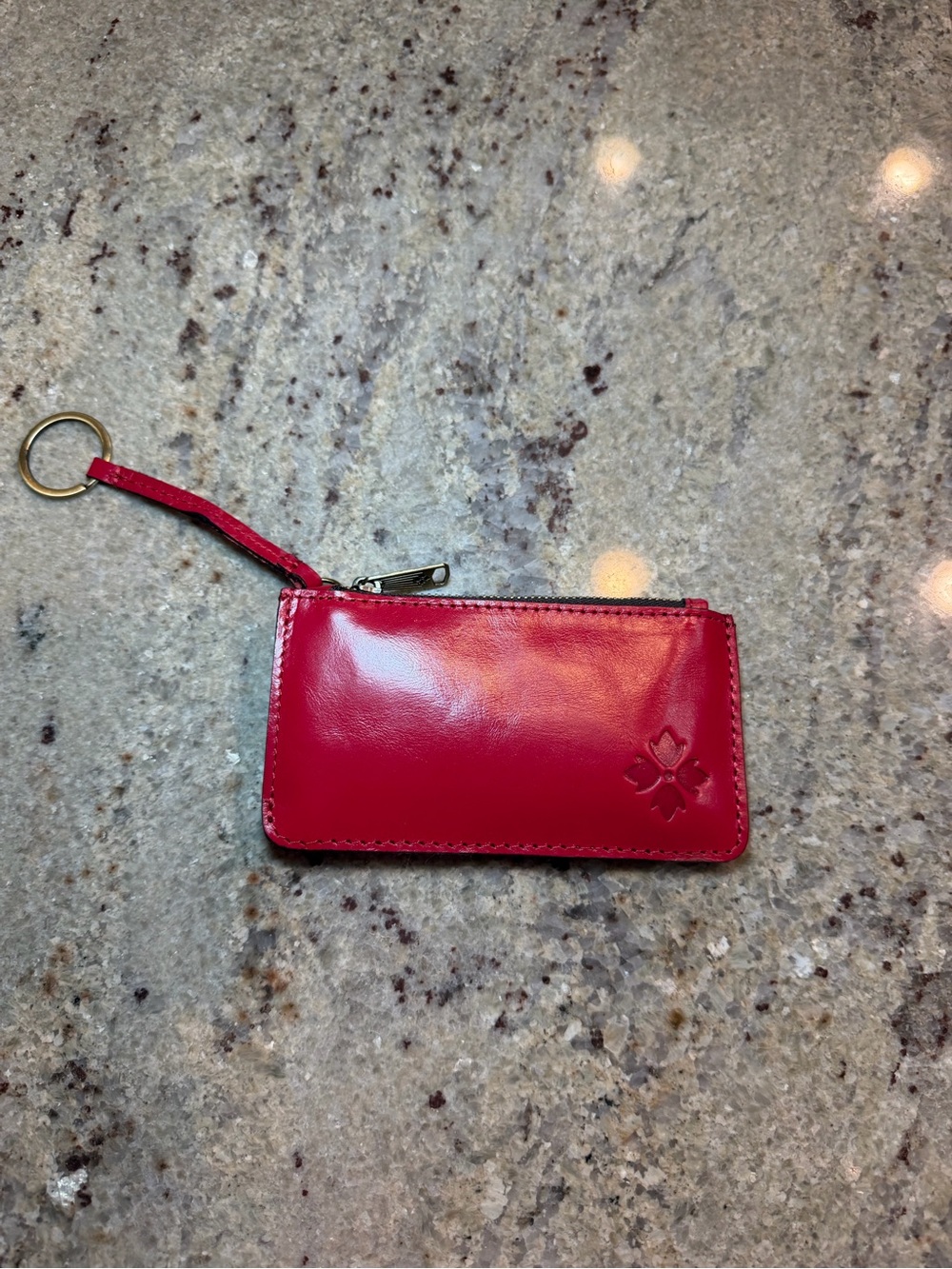 Patricia Nash Red Leather Zip Key Card Wallet